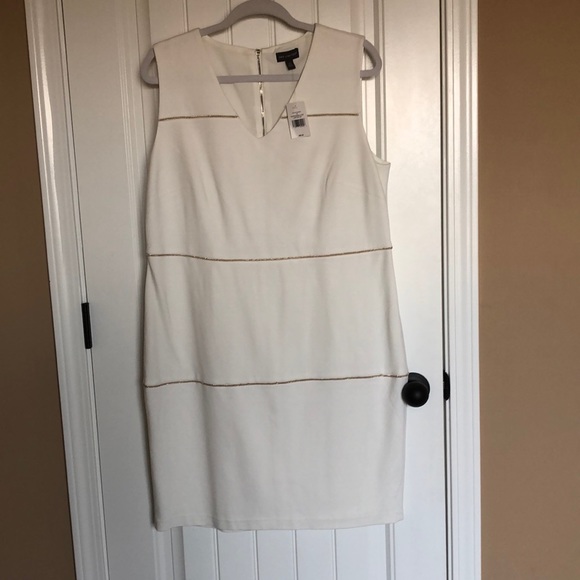 The Limited sleeveless fitted dress ivory color with gold chain detailing, sz 14 - Picture 1 of 9